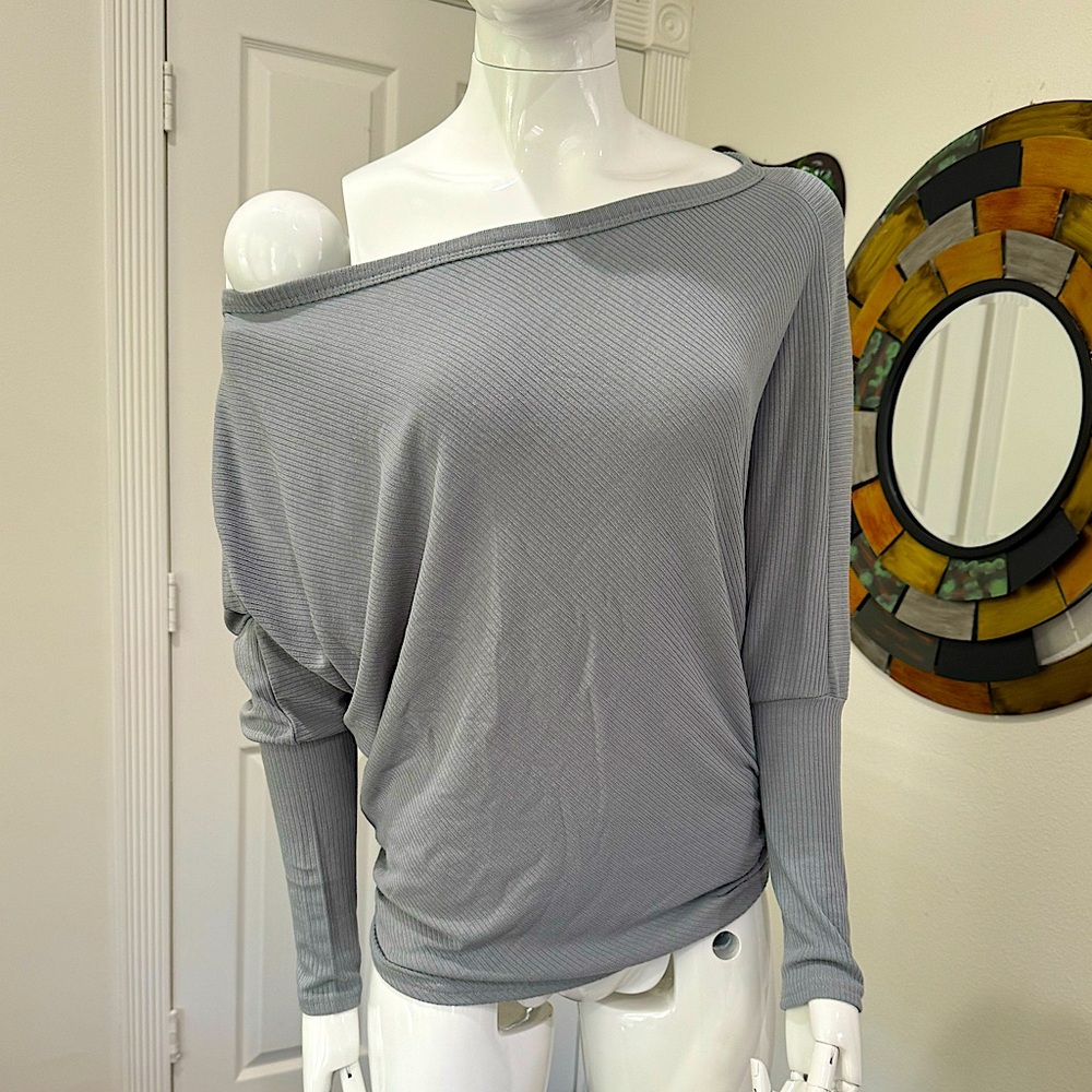 Gray lounge, long sleeve shirt, size small cozy comfy wide neck